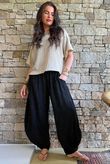 Lalli Damask Classic Tapered Barrel Leg Pant Black